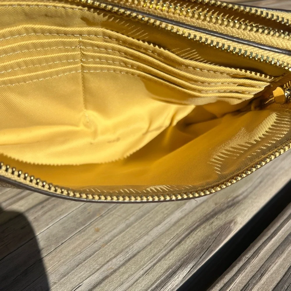 - Coach Double Sided Yellow Leather Wristlet! EUC!!